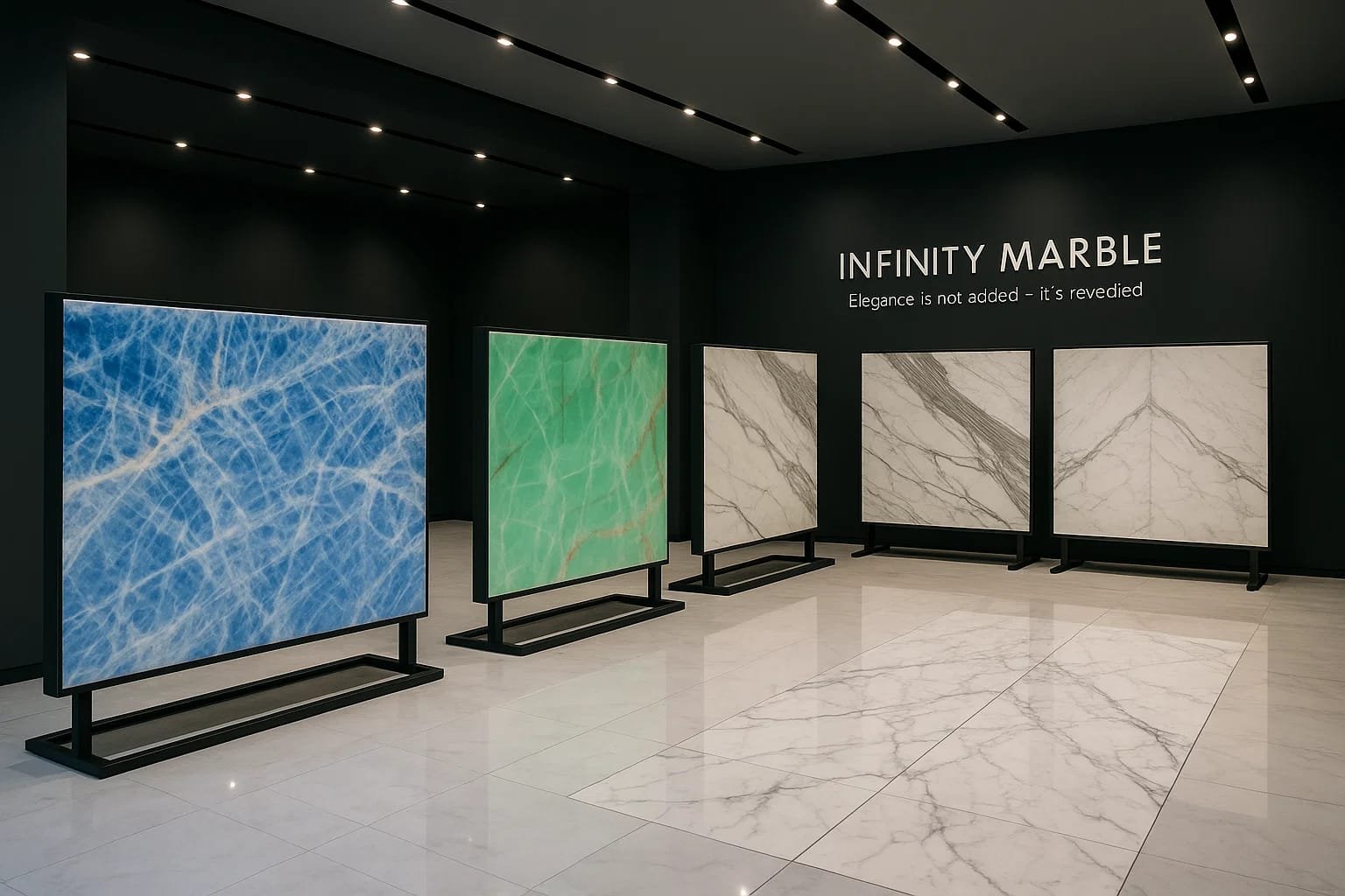 a group of marbles on display