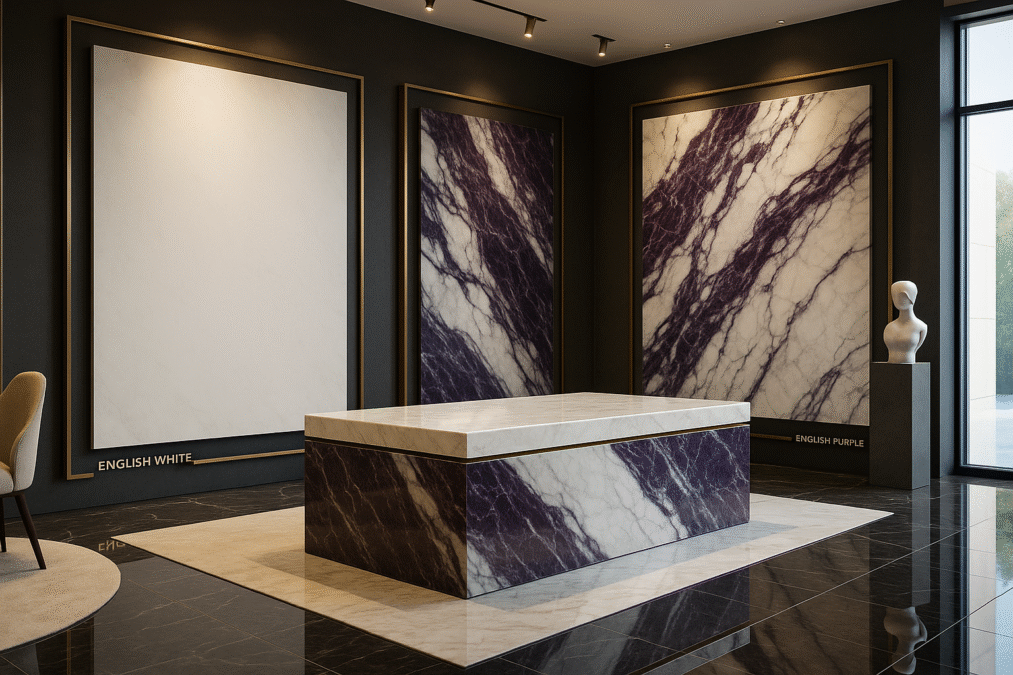 English white and Purple marble