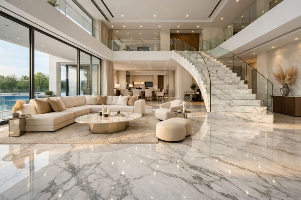 White Marble Flooring for Elegant Interiors | Infinity Marble Kishangarh | Bhandari Marble Group