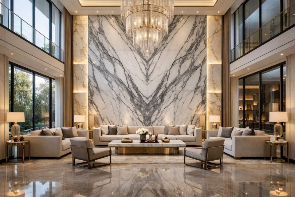 Elegant Marble Walls That Enhance Living Room Design