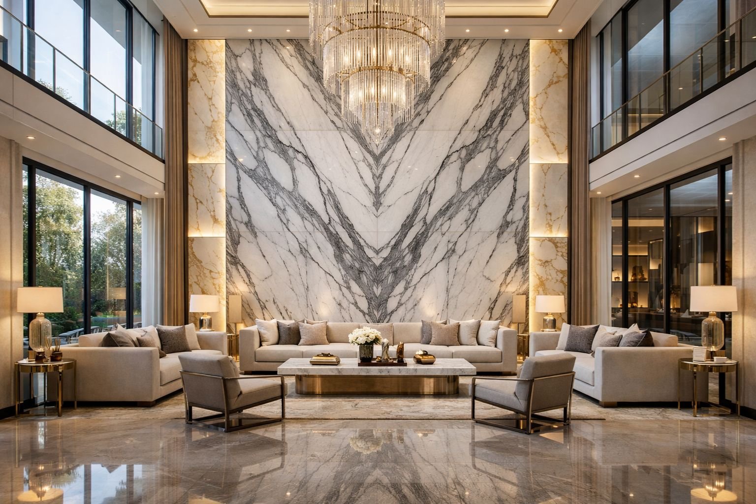 Elegant Marble Walls That Enhance Living Room Design