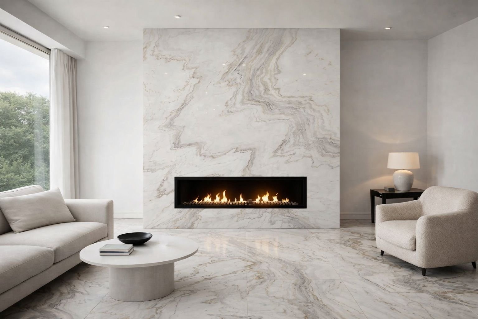 Elegant Marble Walls That Enhance Living Room Design Volakas Marble