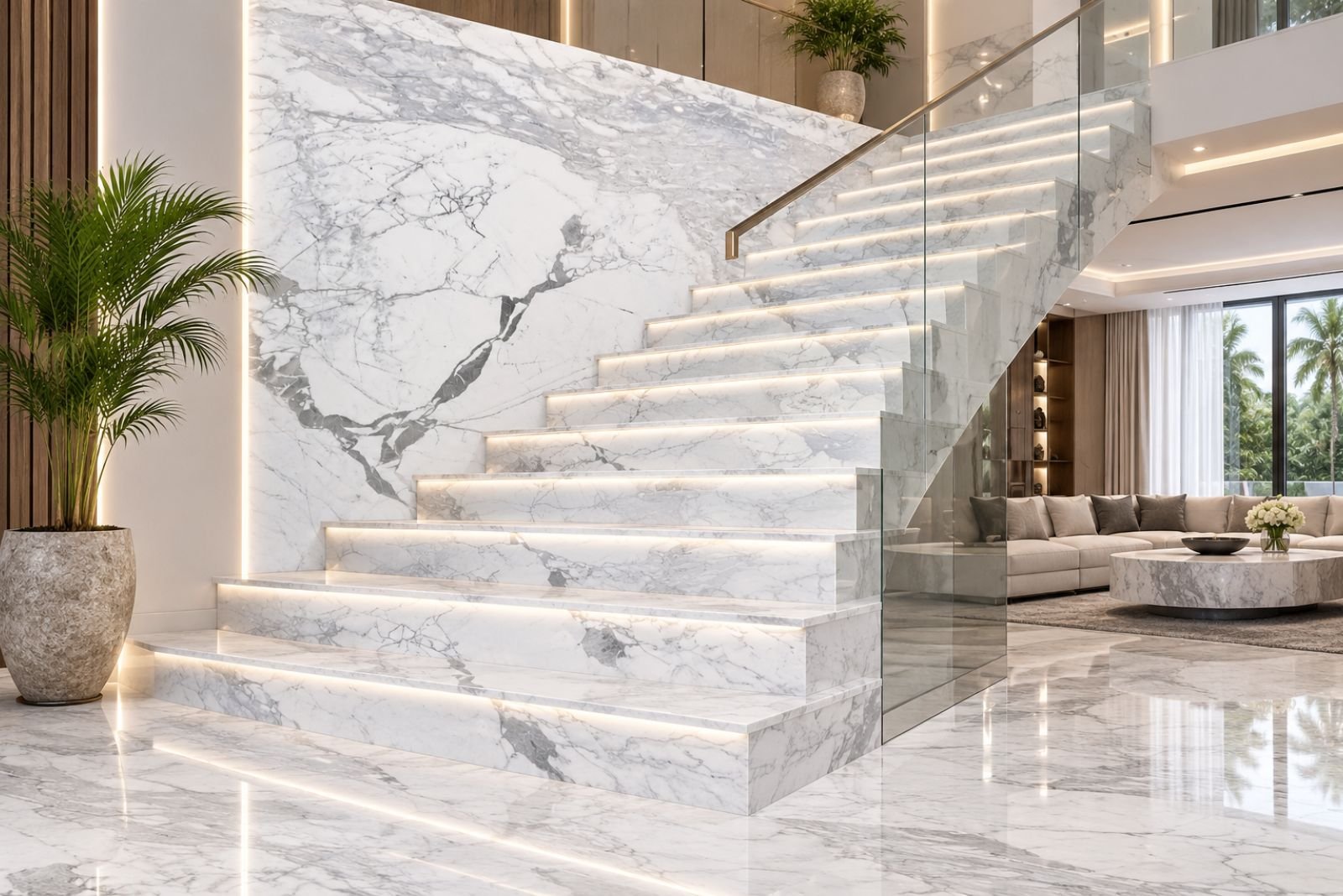 Which White Marble Works Best for Staircases, Feature Walls and Large Spaces?