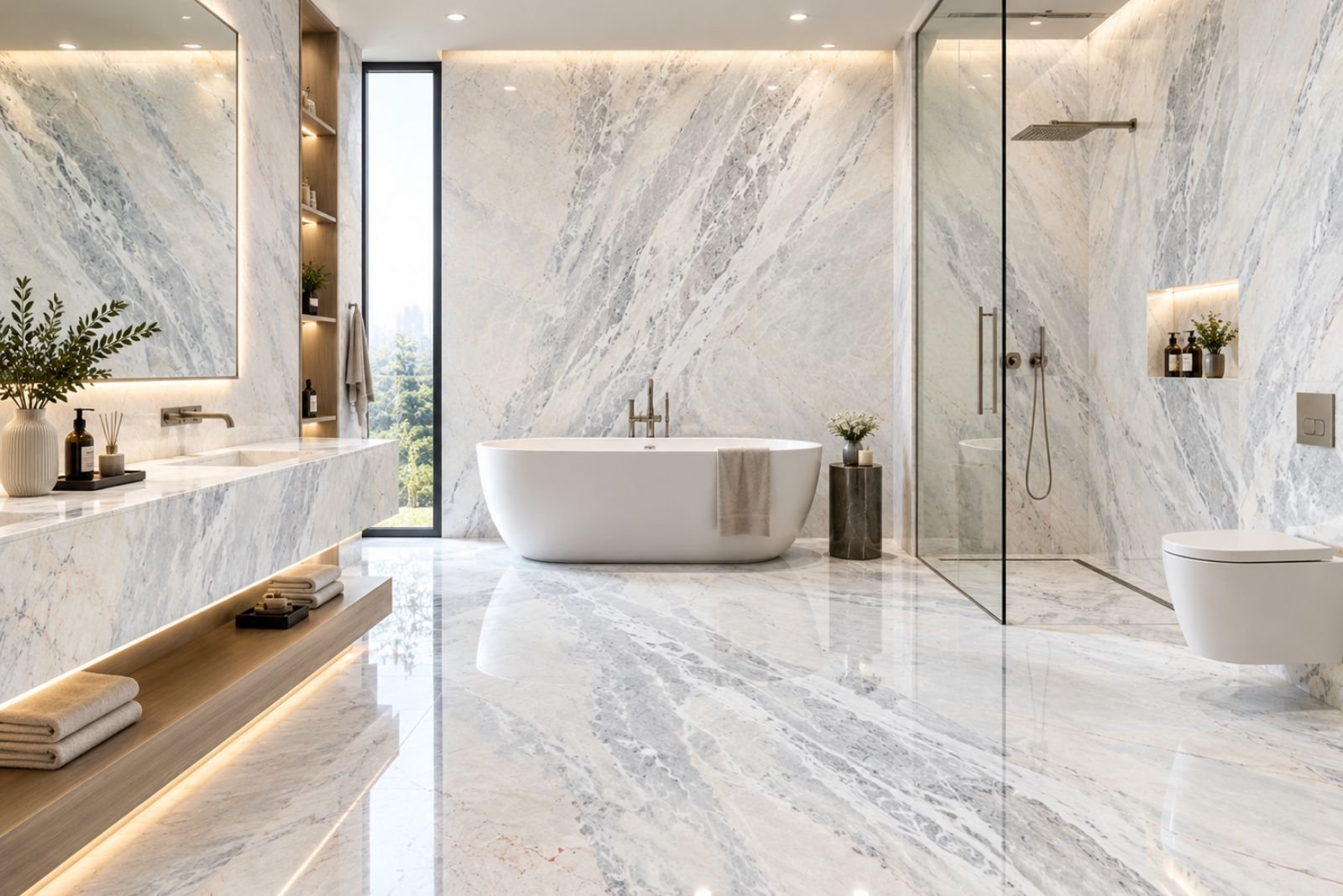 Michelangelo Marble in Bathrooms: How to Coordinate Walls, Vanity and Flooring Michelangelo Marble