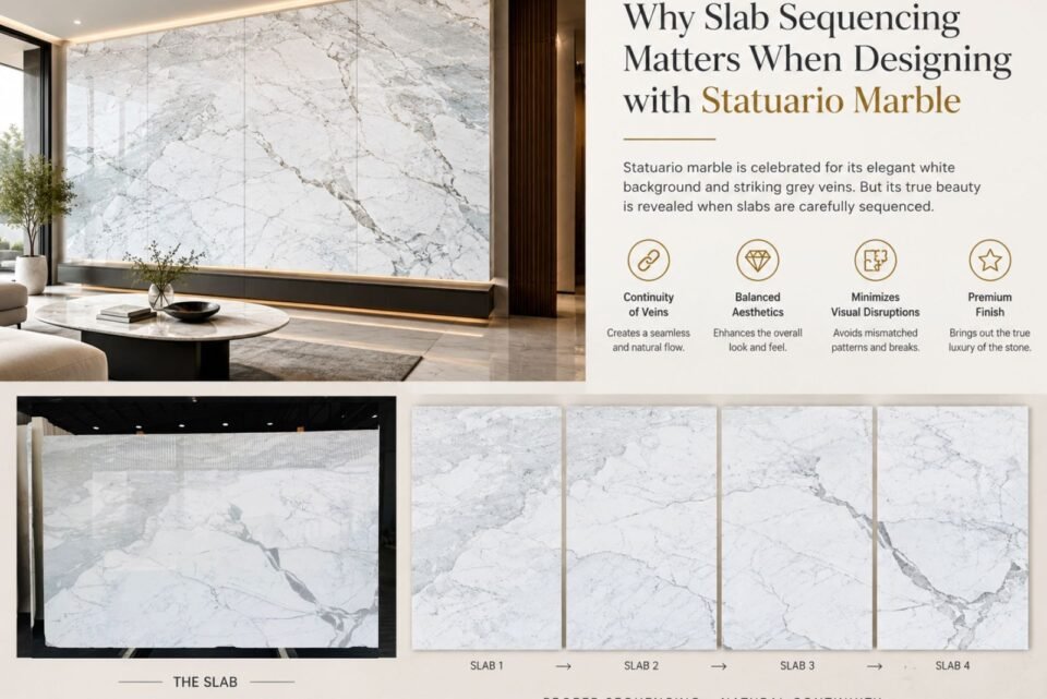 Why Slab Sequencing Matters When Designing with Statuario Marble