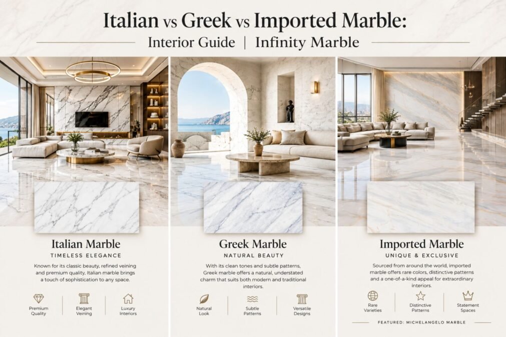 Italian vs Greek vs Imported Marble: Interior Guide | Infinity Marble Italian vs Greek vs Imported Marble Interior Guide