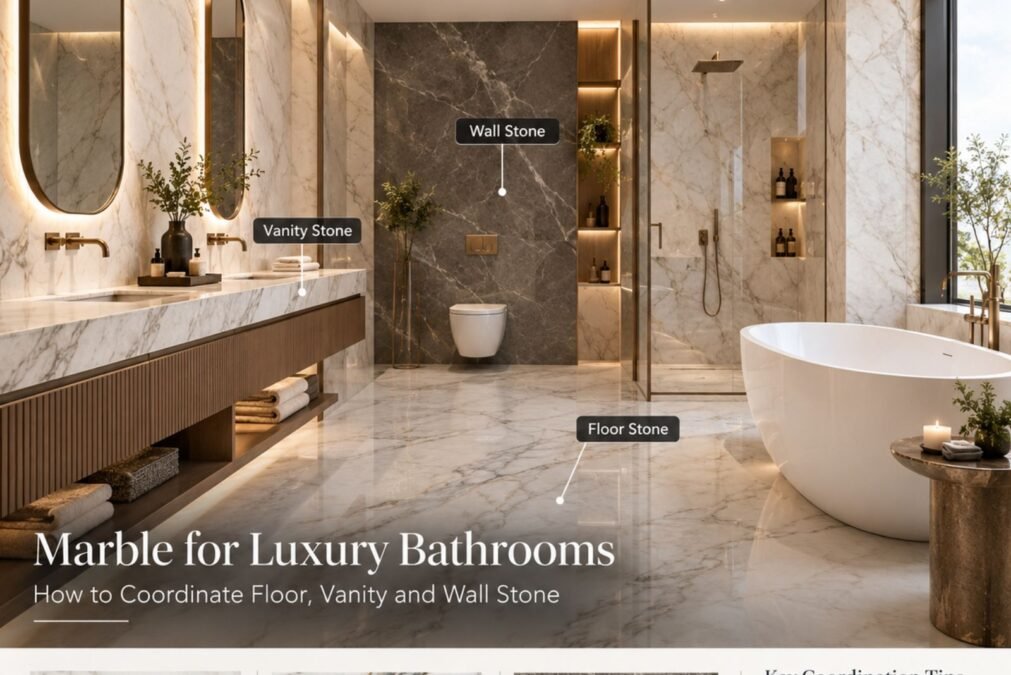Marble for Luxury Bathrooms: How to Coordinate Floor, Vanity and Wall Stone Marble for Luxury Bathrooms
