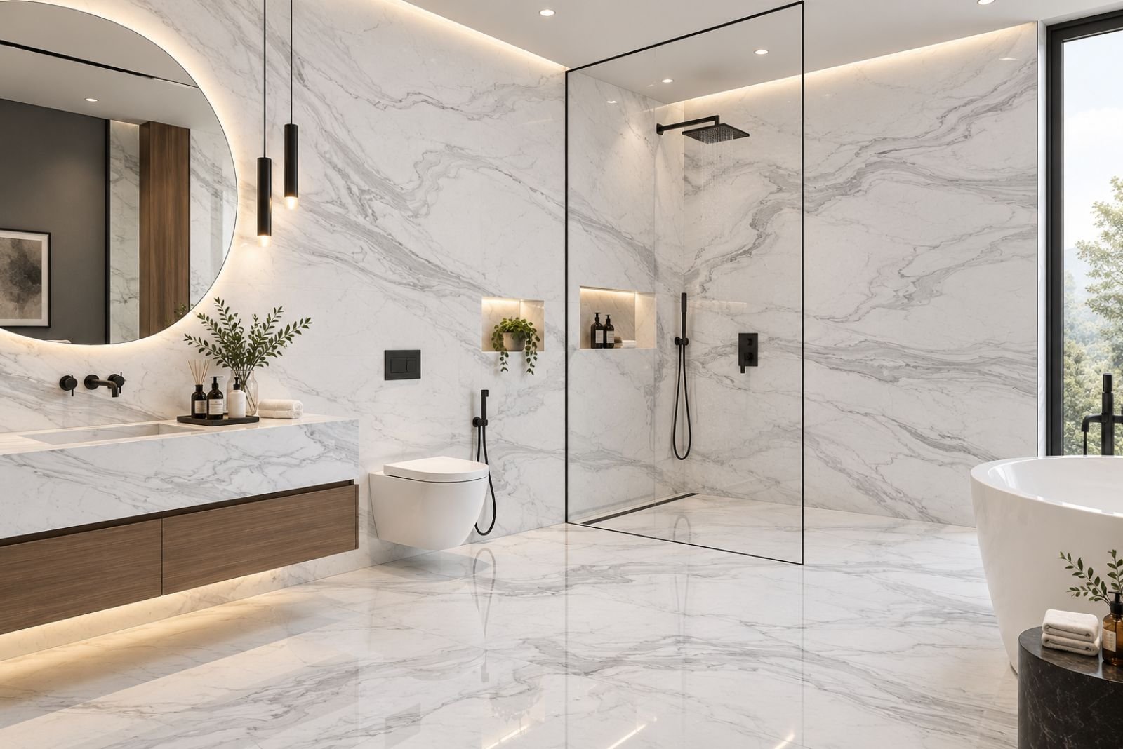 Volakas Marble vs Michelangelo Marble for Bathroom | The Infinity Marble Volakas Marble vs Michelangelo Marble for Bathroom | The Infinity Marble