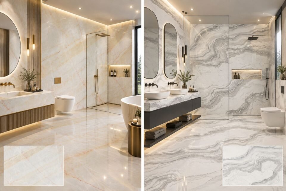 Volakas Marble vs Michelangelo Marble for Bathroom | The Infinity Marble