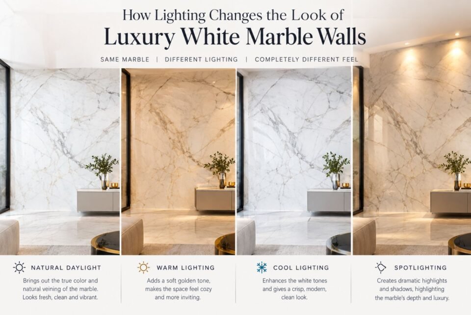 How Lighting Changes the Look of Luxury White Marble Walls