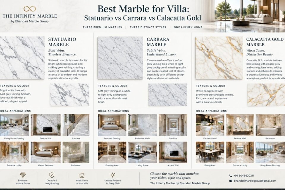 Which Marble Is Best for a Villa: Statuario, Carrara or Calacatta Gold?